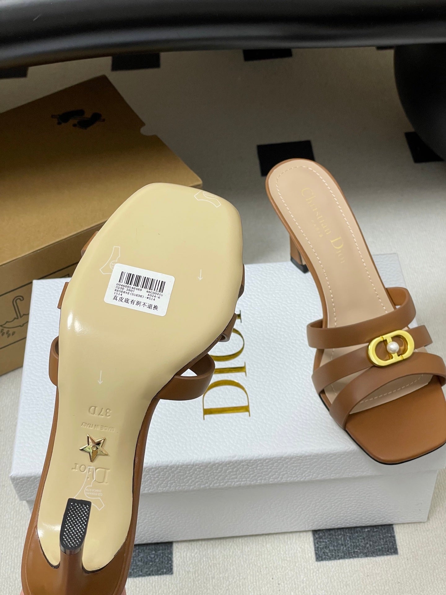 DIOR 26S HIGH HEEL SANDALS 80 MM IN BROWN CALFSKIN