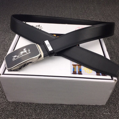 H BELT SILVER BUCKLE 3.5 MM SMOOTH LEATHER