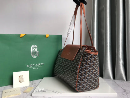 GOYA 26S ROUETTE PM TOTE BAG 30MM IN BROWN CANVAS AND CALFSKIN