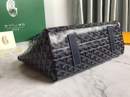 GOYA 26S ROUETTE PM TOTE BAG 30MM IN NAVY BLUE CANVAS AND CALFSKIN