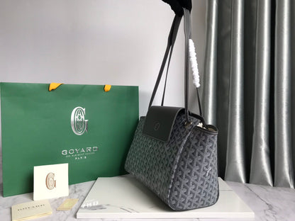 GOYA 26S ROUETTE PM TOTE BAG 30MM IN GRAY CANVAS AND CALFSKIN