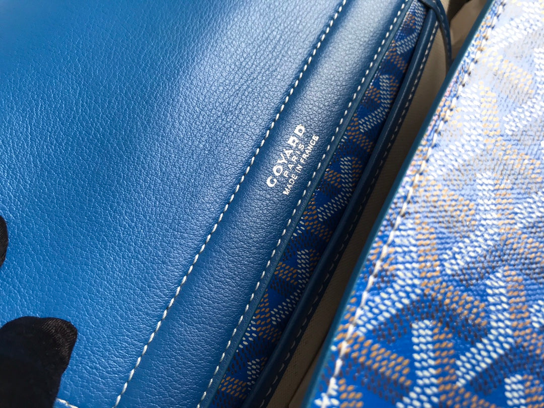 GOYA 26S ROUETTE PM TOTE BAG 30MM IN BLUE CANVAS AND CALFSKIN