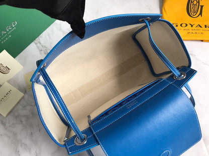 GOYA 26S ROUETTE PM TOTE BAG 30MM IN BLUE CANVAS AND CALFSKIN
