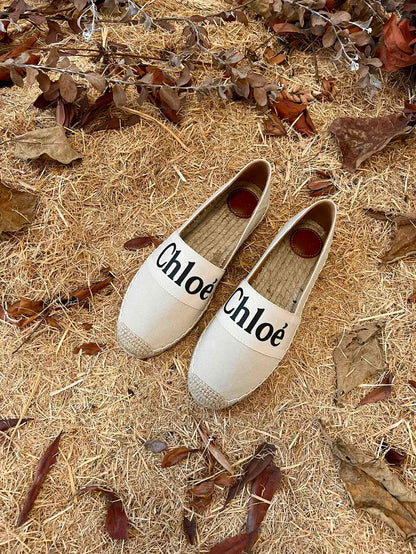 CHLOÉ 26S ESPADRILLE LOAFERS IN LIGHT BEIGE CANVAS
