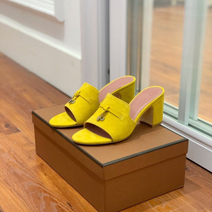 Summer Charms Mules 80 Yellow Suede Pink Lambskin