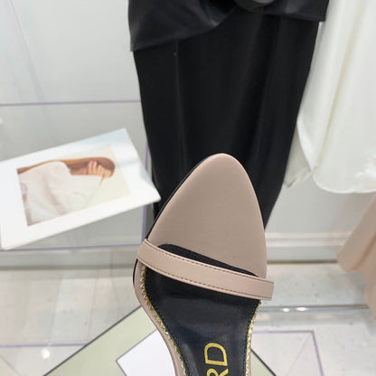 PADLOCK HIGH HEEL 10 CM SANDAL IN DUSTY PINK SHEEPSKIN