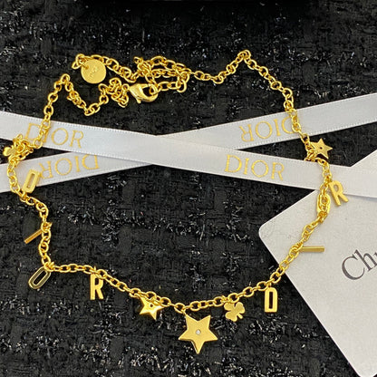 CD 26S DIOR LETTER CHARM STAR NECKLACE IN GOLD TONE METAL 631848