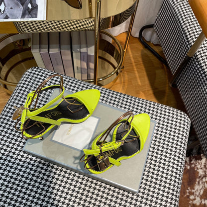 NEON YELLOW PADLOCK 105 LEATHER SANDALS