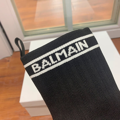 BALMAIN 26S BOOTS 105 MM IN BLACK FLYKNIT STYLE 12