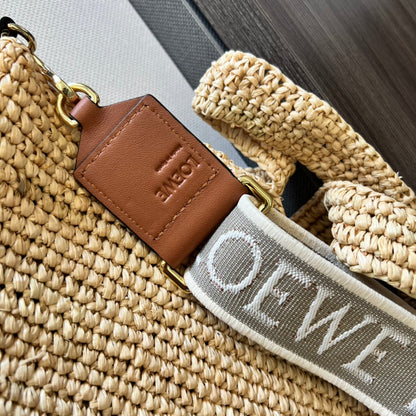 LOEWE 25S SLIT TOTE BAG 30 IN NATURAL CANVAS SHOULDER STRAP