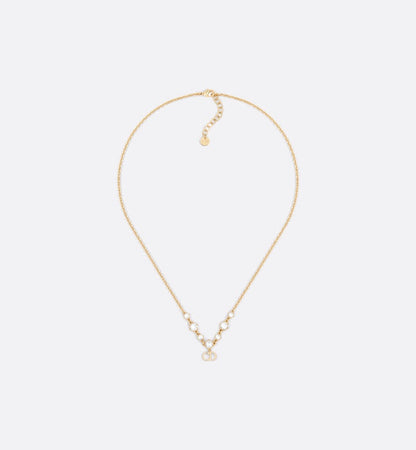 CD 26S CD LOGO CRYSTAL STATION NECKLACE IN GOLD TONE METAL WITH WHITE CRYSTAL 631006