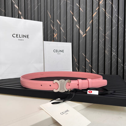 TRIOMPHE 25 MM BELT IN BLUSH PINK CALFSKIN SILVER HARDWARE