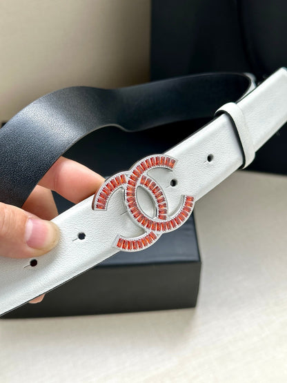 CHANEL 25S BELT 30 MM IN WHITE CALFSKIN 616972