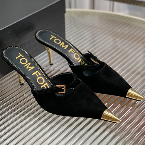 HIGH PUMP MULE 7 CM IN BLACK SUEDE