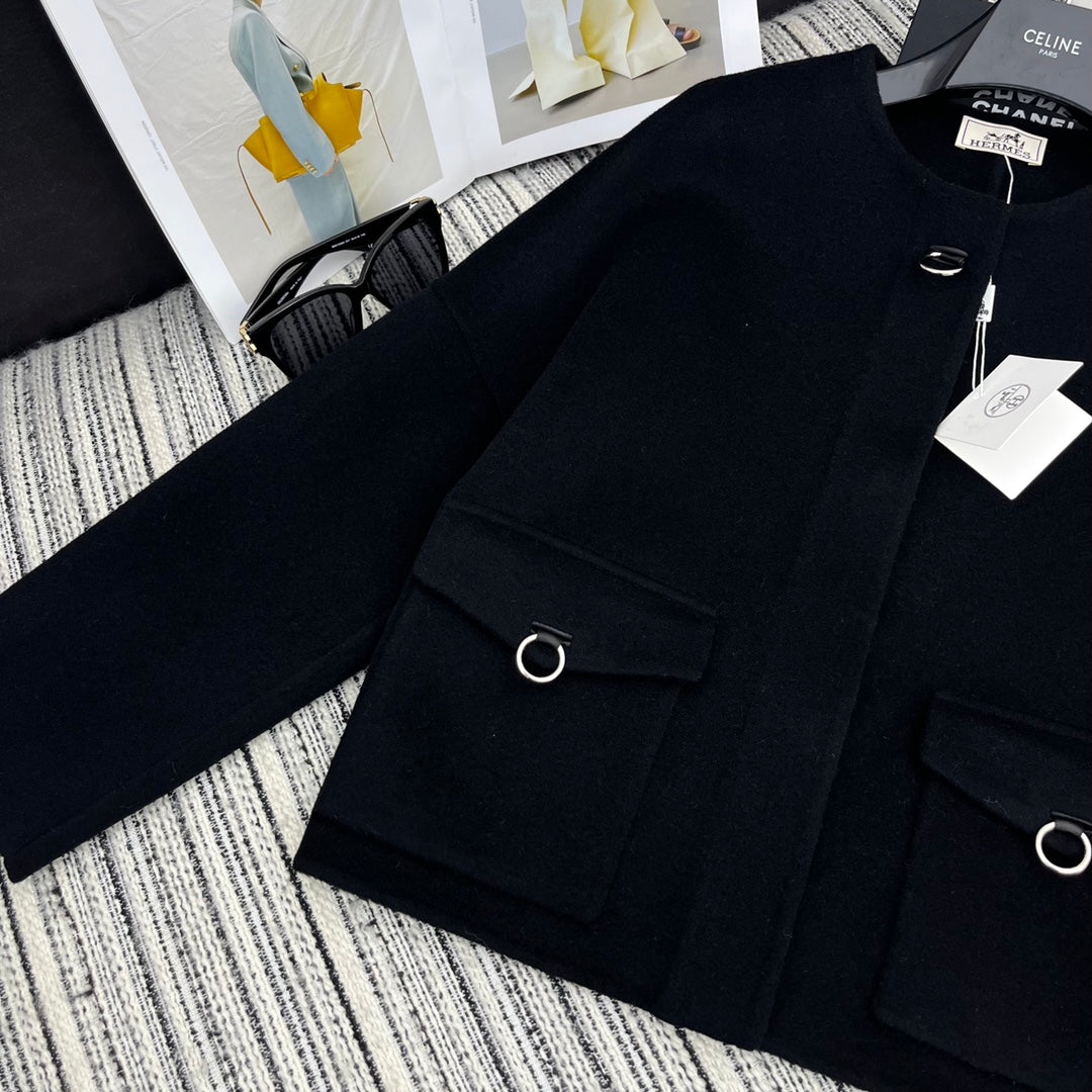 HERMES 25S SHORT REVERSIBLE CASHMERE COAT 254
