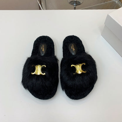CELINE 26S SANDALS IN BLACK WOOL