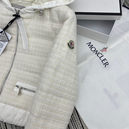 MONCLER 25S TWEED DOWN HOODED JACKET 256