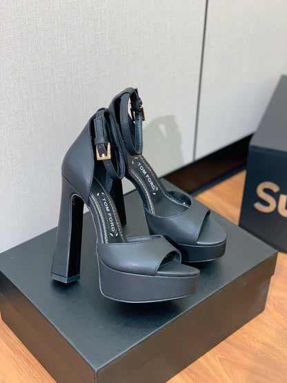 HIGH HEEL 14.5 CM SANDALS IN BLACK CALFSKIN