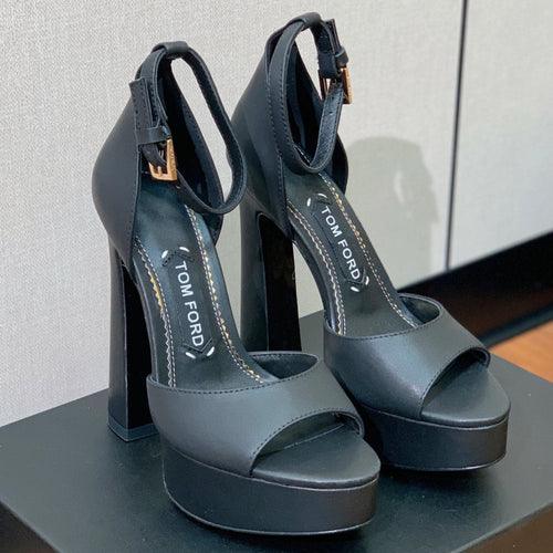 HIGH HEEL 14.5 CM SANDALS IN BLACK CALFSKIN