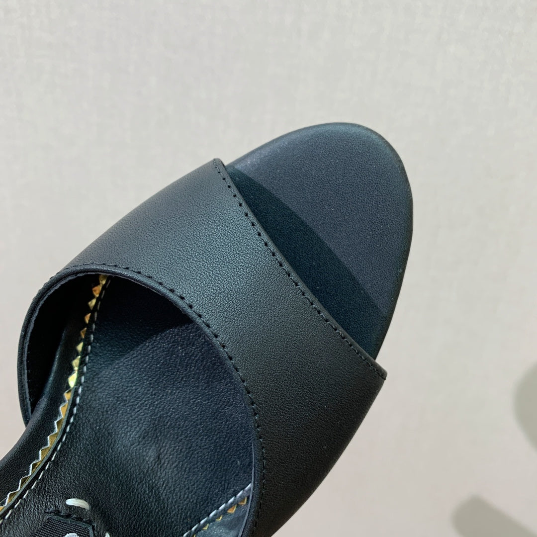HIGH HEEL 14.5 CM SANDALS IN BLACK CALFSKIN