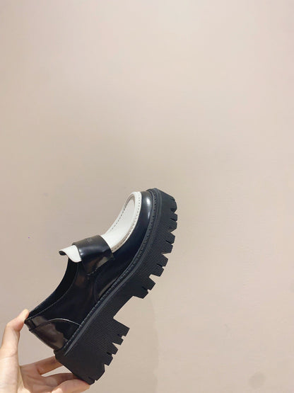 BALENCIAGA 25S LOAFERS IN BLACK MIX WHITE CALFSKIN