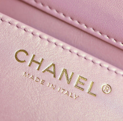 CHANEL 25S FLAP BAG 17 CM IN PEARL PINK LAMBSKIN WITH GOLD HARDWARE