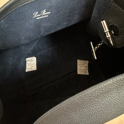 LARGE 36 BALE BAG IN DARK BLUE GRAINED CALFSKIN