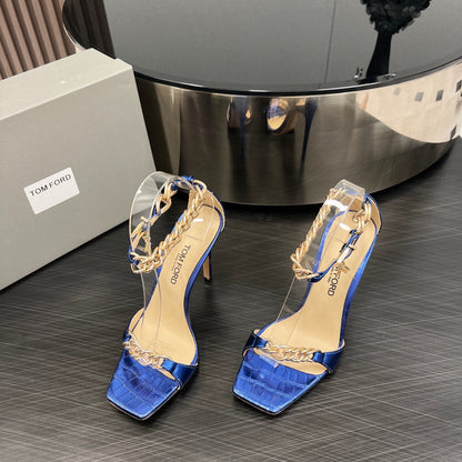 ZENITH SANDAL 10 CM IN AZURE BLUE LAMBSKIN