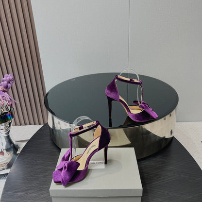 HIGH HEEL 10 SANDAL IN WINE PURPLE VELVET WITH BOW