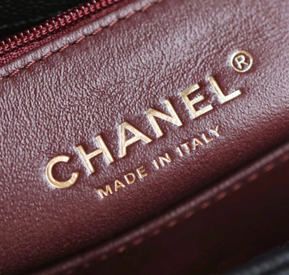 CHANEL 25S FLAP BAG 24 CM IN BLACK LAMBSKIN WITH GOLD HARDWARE