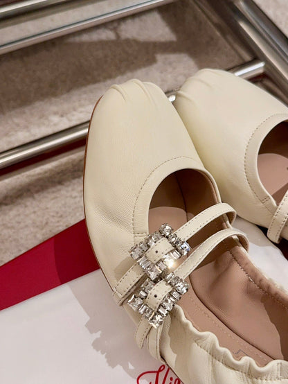 MARY JANES WITH TWO STRAPS IN BEIGE SOFT LAMBSKIN