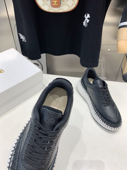 CHLOÉ NAMA SNEAKER 5 CM IN BLACK CALFSKIN