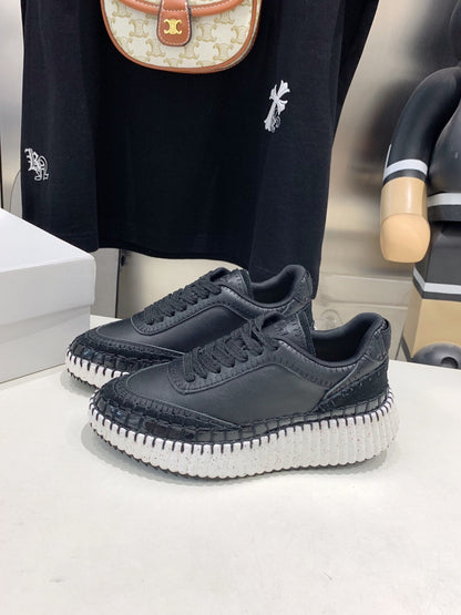 CHLOÉ NAMA SNEAKER 5 CM IN BLACK CALFSKIN