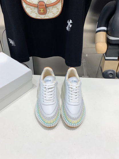 NAMA SNEAKER 5 CM IN WHITE MIX GREEN CALFSKIN