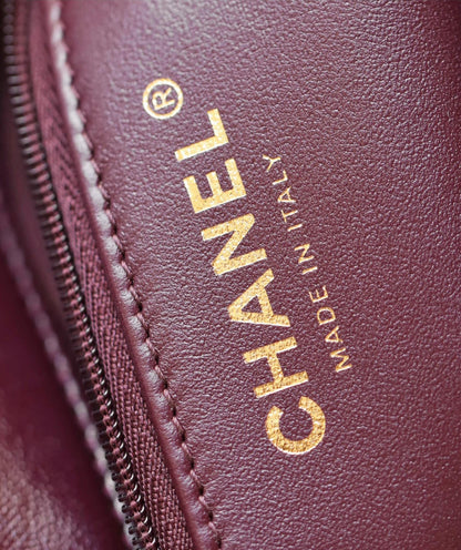 CHANEL 25S FLAP BAG 19 CM IN DARK RED LAMBSKIN WITH GOLD HARDWARE