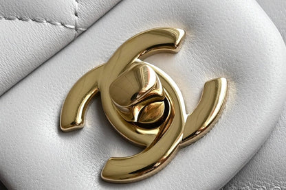 CHANEL 25S FLAP BAG 25.5 CM IN LIGHT GREY LAMBSKIN