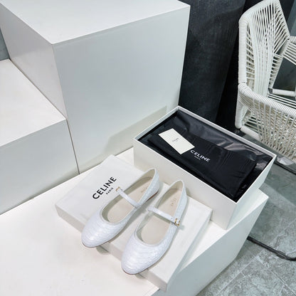 WHITE PYTHON PRINT LEATHER BALLET FLATS
