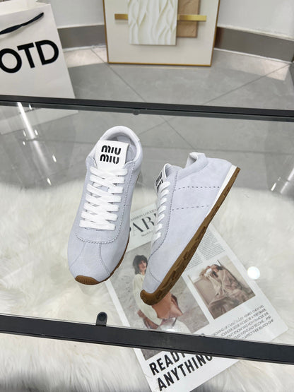 MIUMIU 26S SNEAKERS IN BLUE GRAY SUEDE
