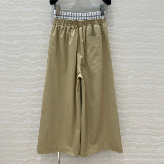 Loewe Wide-leg Straight Pants Beige Cotton