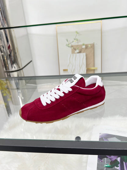 MIUMIU 26S SNEAKERS IN WINE RED SUEDE