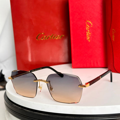 SANTOS SQUARE FRAME SUNGLASSES 524481 IN METAL AND WOODEN
