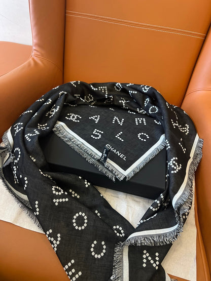 CHANEL 25S SCARF 140 IN WOOL SILK 700811