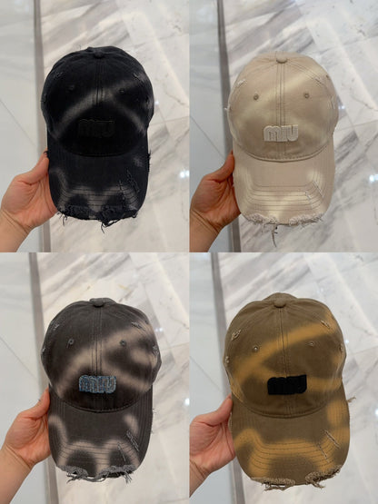 MM BASEBALL CAP IN BROWN DISTRESSED FABRIC STYLE 1