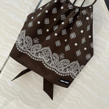 MIUMIU EARTH BROWN STRAPPY BACK TOP