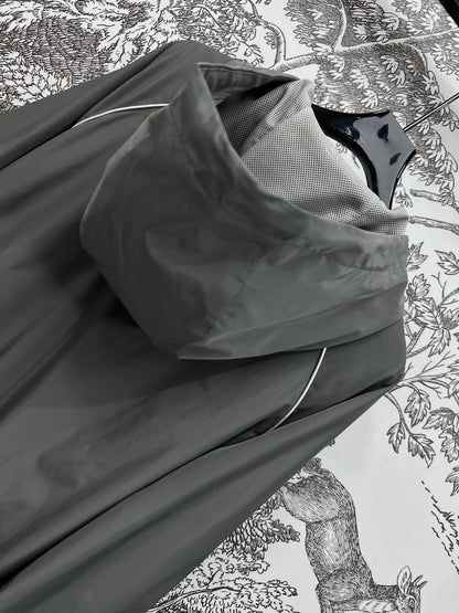 MIU 25S HOODED JACKET GREY IN NYLON 263131