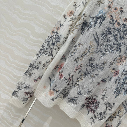 DIOR PREMIUM WHITE KNIT SWEATER WITH PATTERN