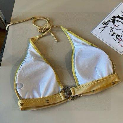 CC BIKINI SWIMSUIT SET IN YELLOW AND GREEN LOGO 606523