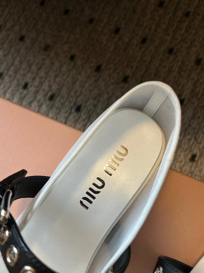 MIUMIU 26S BALLERINAS IN WHITE MESH FABRIC