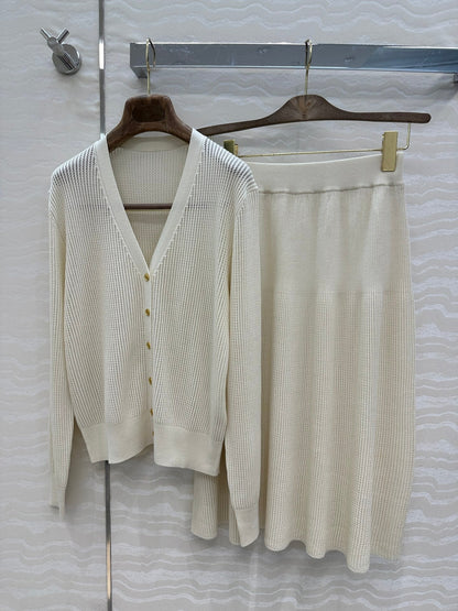 LP CREAM KNIT MIDI SKIRT