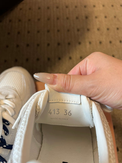 MIUMIU 26S SNEAKERS IN WHITE MESH MIX CALFSKIN